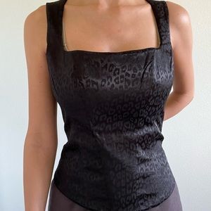 Rare Vintage Marciano Leopard Satin Corset Top